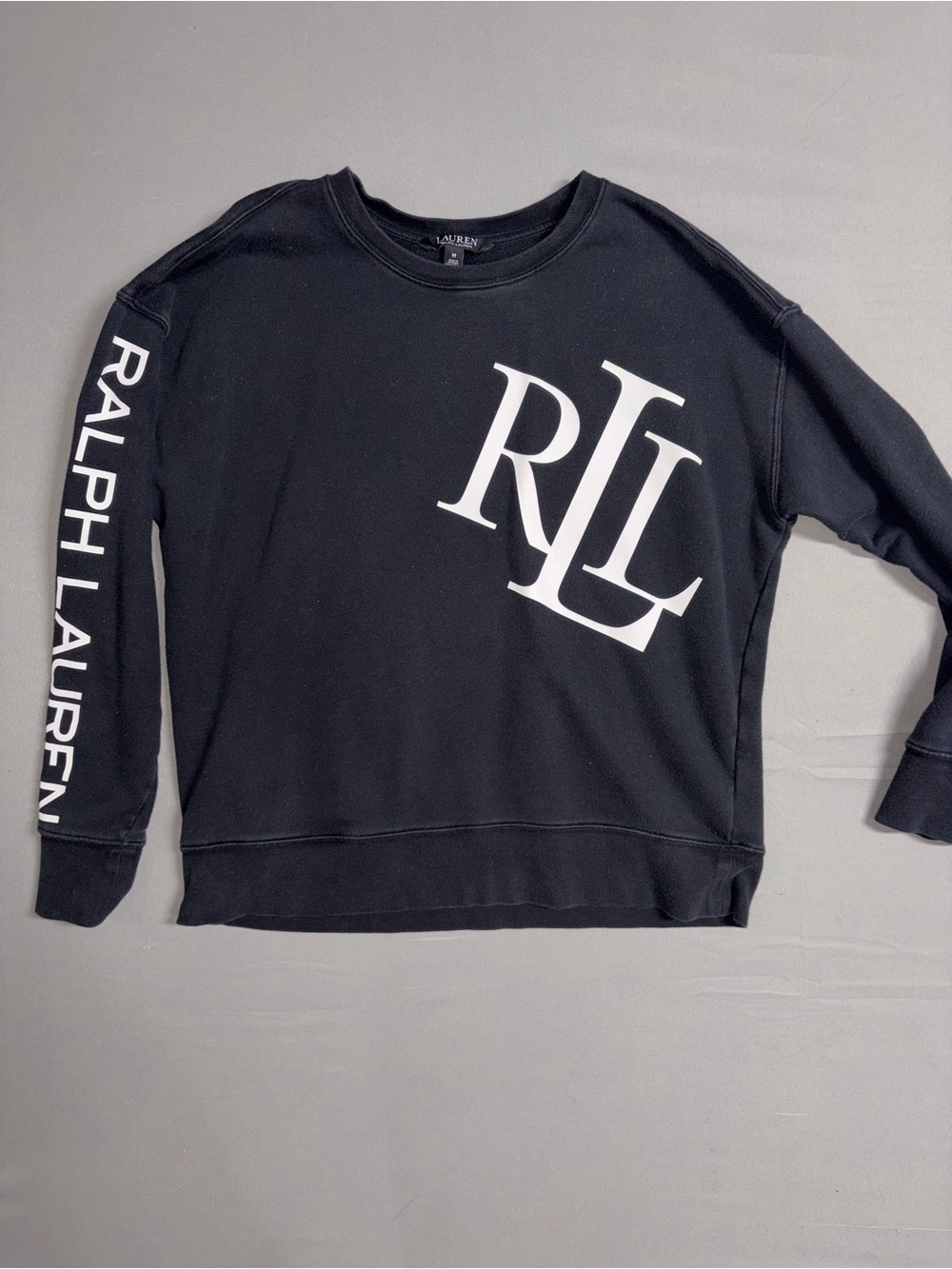 Ralph Lauren Black Crewneck Sweatshirt with White RLL Logo OPEN TO OFFERS